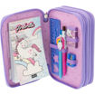 Picture of UNICORN 3 ZIP FILLED PENCIL CASE - PURPLE